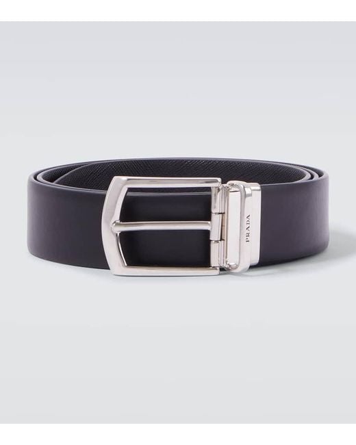 Ceinture Reversible En Cuir Et Saffiano Prada pour homme en coloris Blue