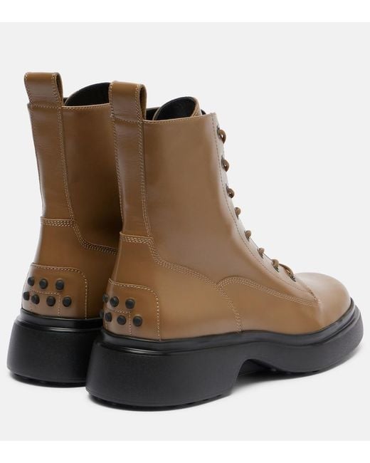 Tod's Brown Leather Combat Boots