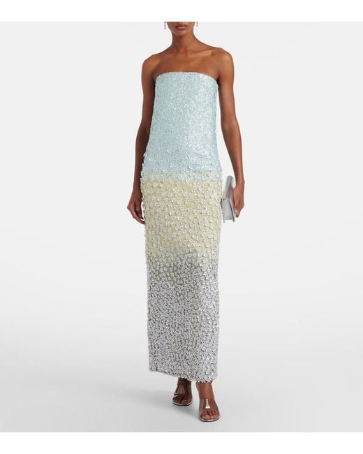 La Fuori White Embellished Silk Bustier Dress