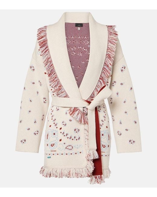Alanui Pink Bandana Cashmere Jacquard Wrap Cardigan