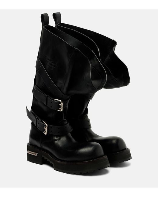 Balenciaga Black Venom Leather Combat Boots