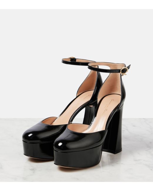 Gianvito Rossi Black Bessie 100 Patent Leather Platform Pumps