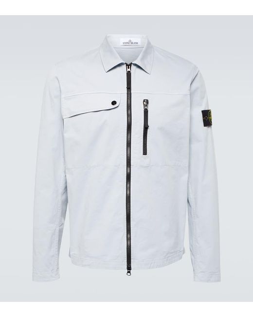 Stone Island White Compass Cotton-blend Overshirt for men
