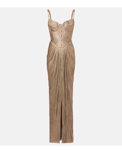 Maria Lucia Hohan Natural Noemie Gathered Bustier Gown
