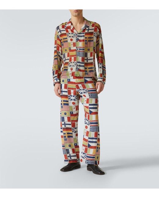 Bode Multicolor International Printed Silk Shirt for men
