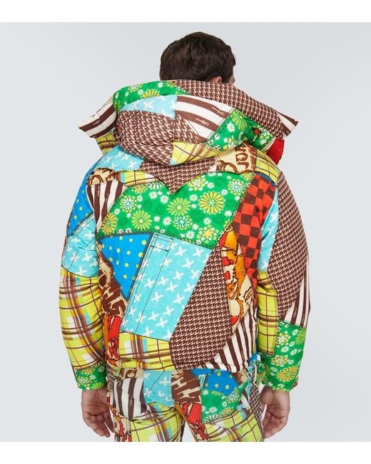 ERL Green Printed Cotton-Blend Down Jacket for men