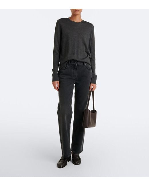 The Row Black Alma Small Leather Shoulder Bag
