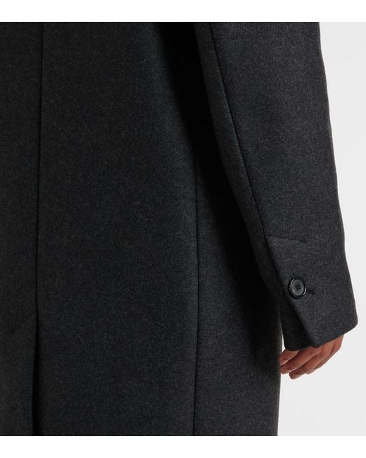 Totême  Black Double-Breasted Wool-Blend Felt Coat