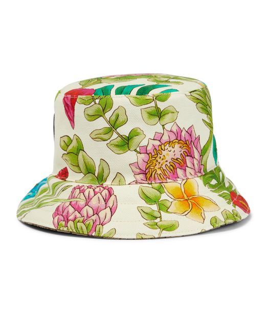 Gucci Reversible Canvas Bucket Hat in White/Dark Green (Green) Lyst