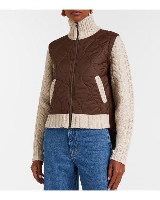 Veronica Beard Brown Patra Quilted Wool-Trimmed Jacket