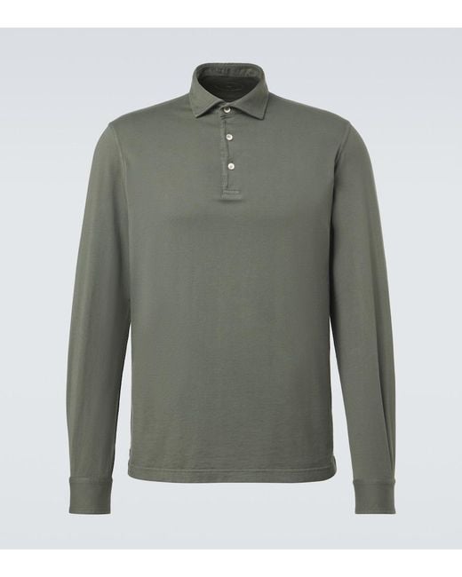 Fedeli Green Cotton Pique Polo Shirt for men