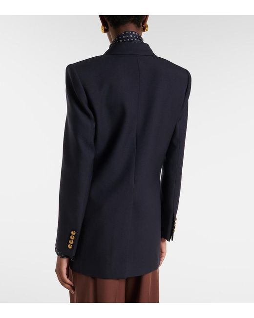 Saint Laurent Blue Double-Breasted Wool Gabardine Blazer