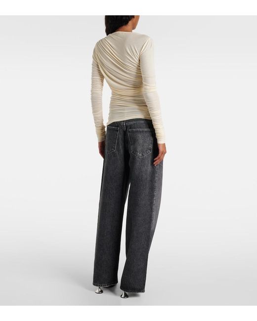 Agolde White Tania Ruched Jersey Top