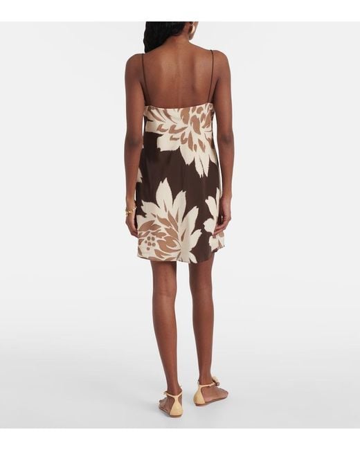 Sir Brown Floral Silk Satin Slip Dress