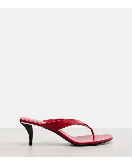 Gucci Red Neo 55 Leather Thong Sandals