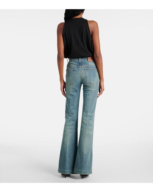 McQueen Blue Faded Flared Jeans