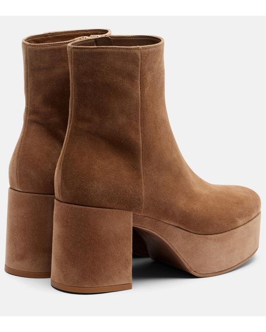 Gianvito Rossi Brown Sally Suede Platform Ankle Boots