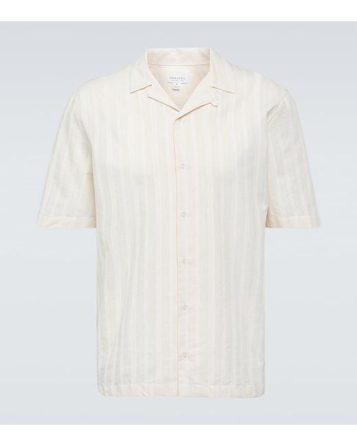 Sunspel Besticktes Hemd aus Baumwolle in White für Herren