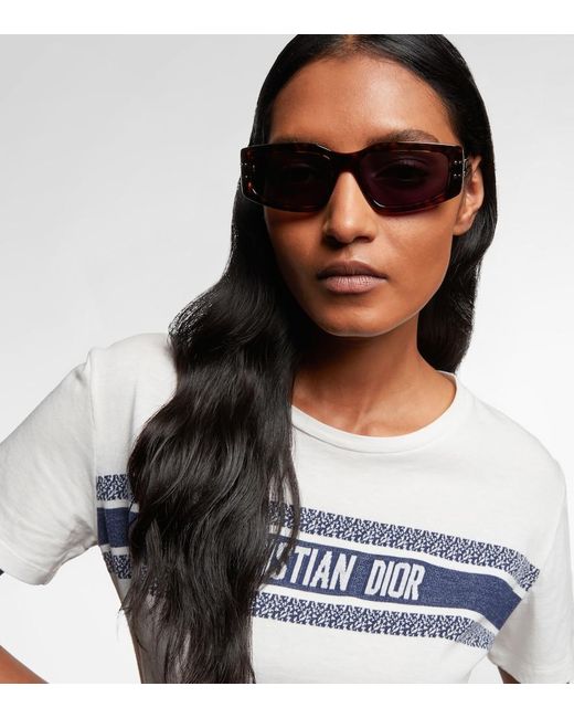 Dior Blue Diorsignature S9U Rectangular Sunglasses