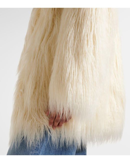 Frankie Shop White Liza Faux Fur Coat