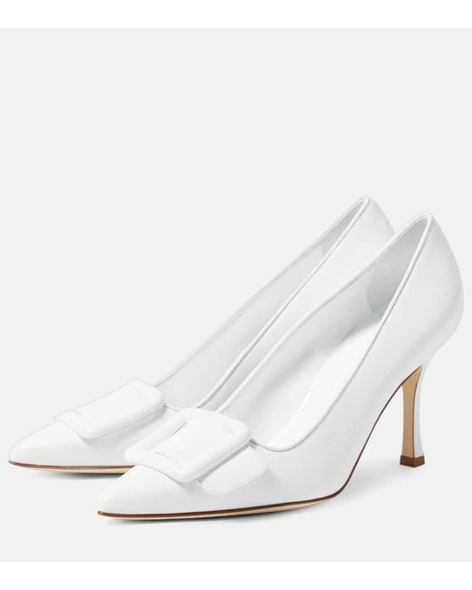 Escarpins Maysale 70 En Daim Manolo Blahnik en coloris White