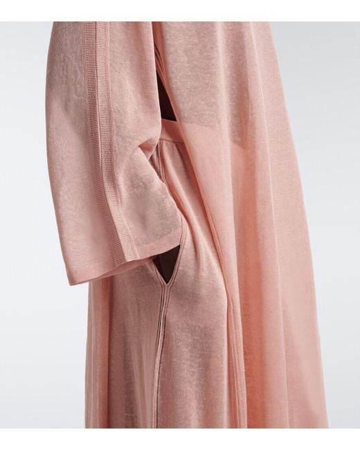 Alaïa Pink Knitted Linen And Silk Kaftan