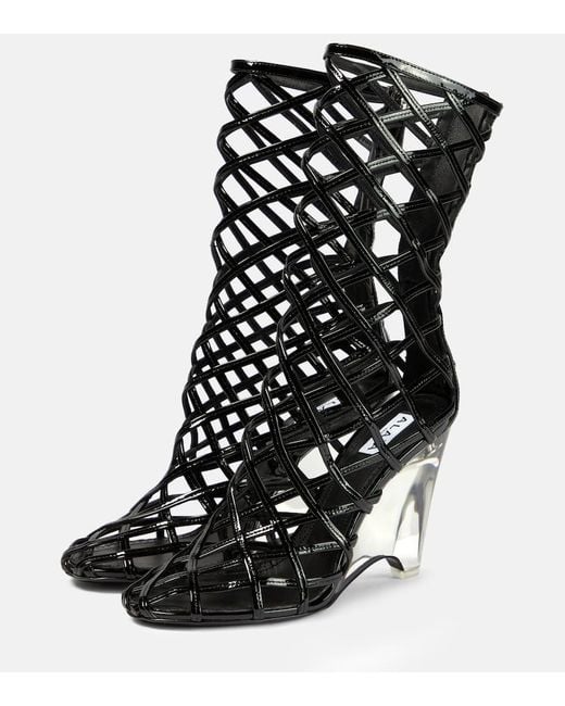 Alaïa Black Leather Wedge Ankle Boots