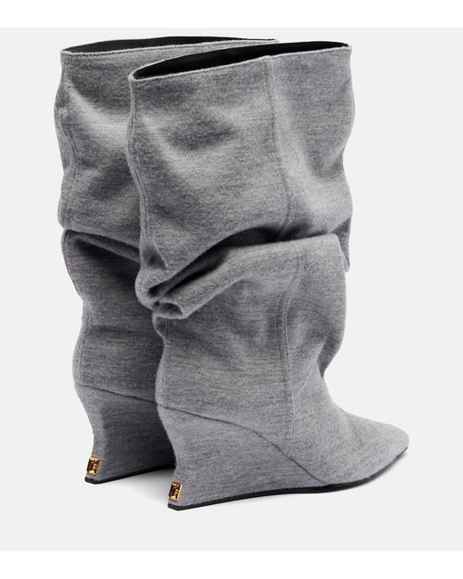 Balmain Gray Draped Ankle Boots