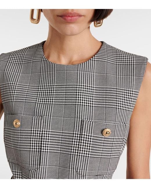 Self-Portrait Gray Belted Prince Of Wales Check Minidress