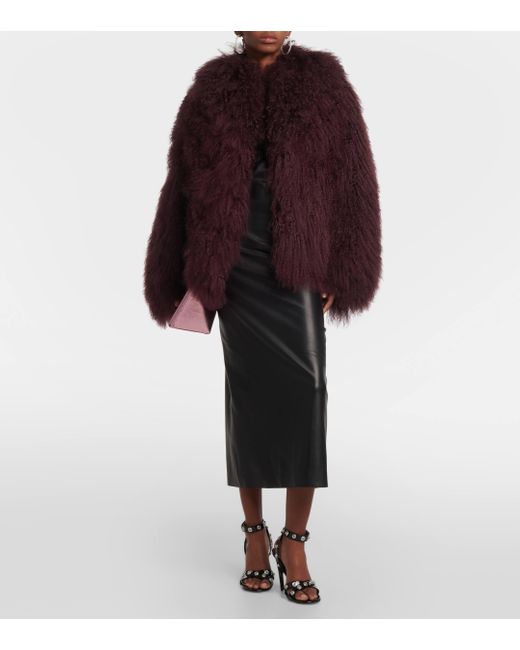 The Attico Purple Faux Fur Cropped Coat