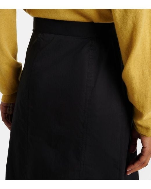 Plan C Black Ruffled Cotton-Blend Poplin Midi Skirt