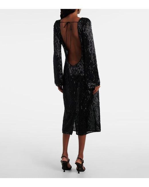 Dolce & Gabbana Black Sequined Midi Dress