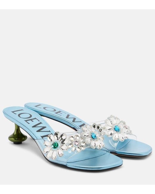 Loewe Blue Paula's Ibiza Toy Crystal Flowers Mules