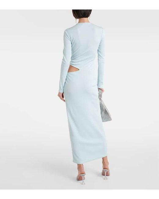 Christopher Esber Blue Gathered Cutout Jersey Midi Dress