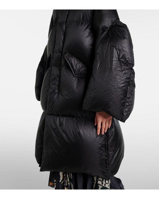 Sacai Black Down Snap-Front Coat