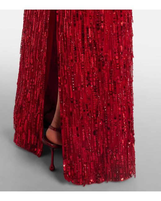 Jenny Packham Red Fleur Sequined Gown