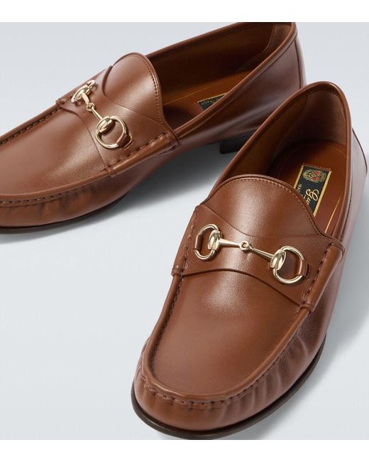 Gucci Brown Lugano Horsebit Leather Loafers for men