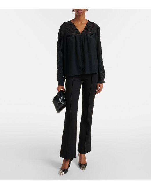 Velvet Black Libby Open-Knit Blouse