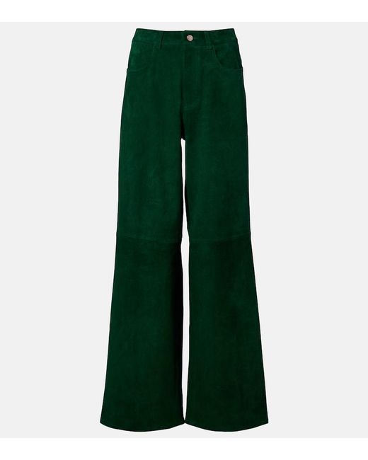 Stouls Green Mytheo Suede Wide-Leg Pants