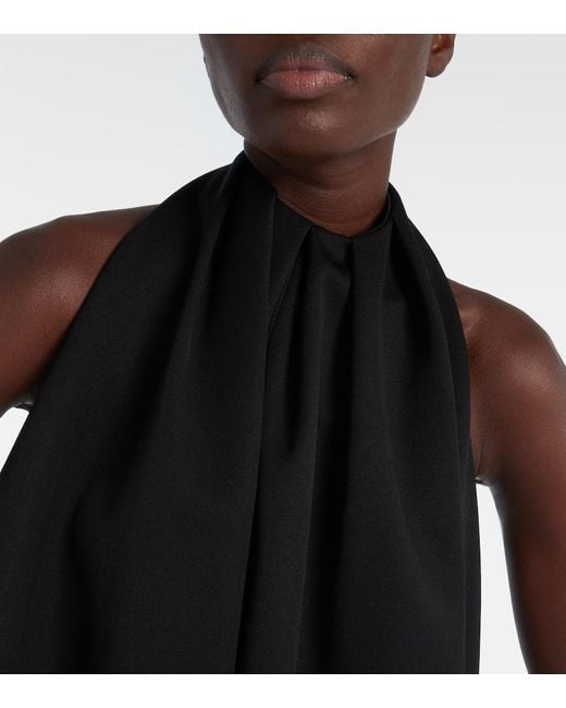 Givenchy Black Asymmetric Draped Wool Cocktail Dress