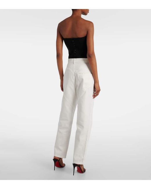 Area White Straight Jeans Mit Kristallen