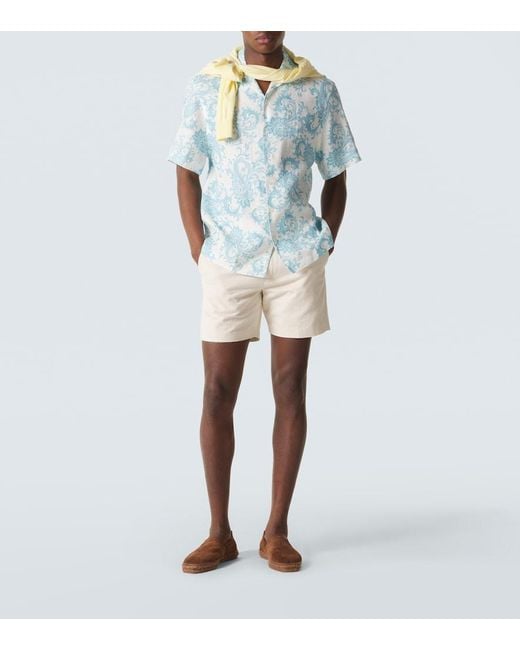 Etro Blue Paisley Linen Shirt for men