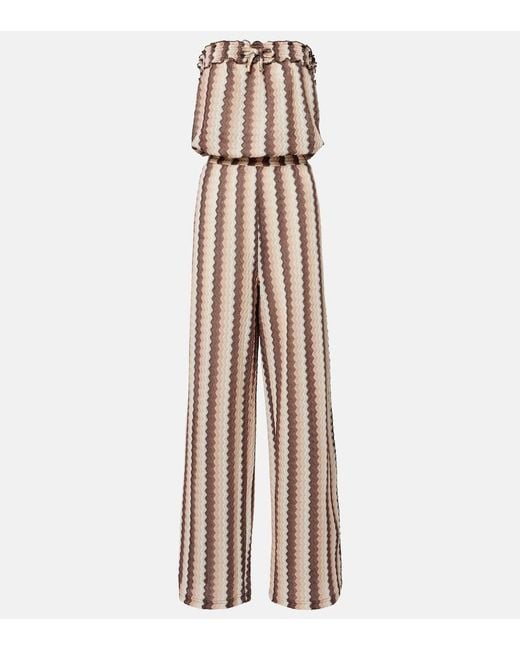 Melissa Odabash Natural Viv Striped Jumpsuit