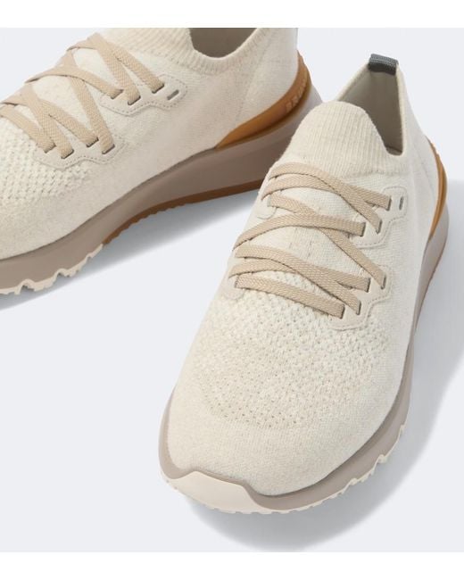 Brunello Cucinelli White Knitted Sneakers for men