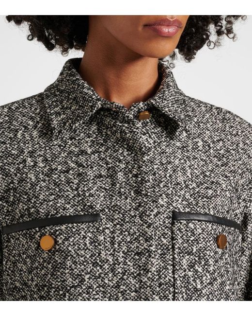 Max Mara Gray Demien Wool-Blend Tweed Jacket