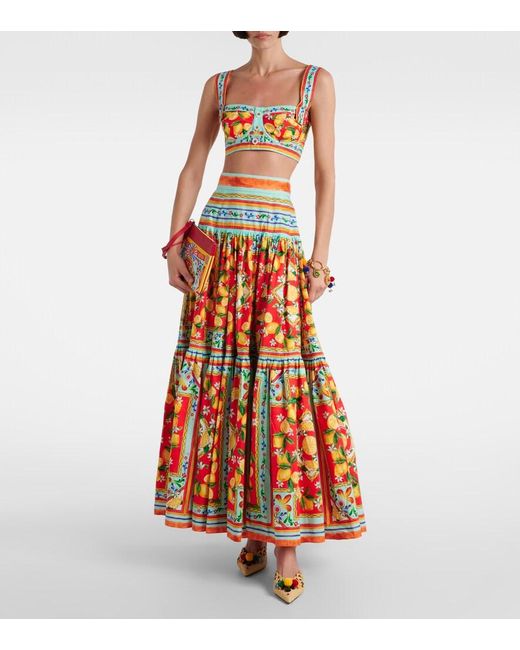 Dolce & Gabbana Orange Printed Bra Top