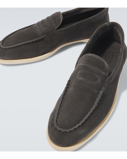 John Lobb Black Pace Suede Loafers for men