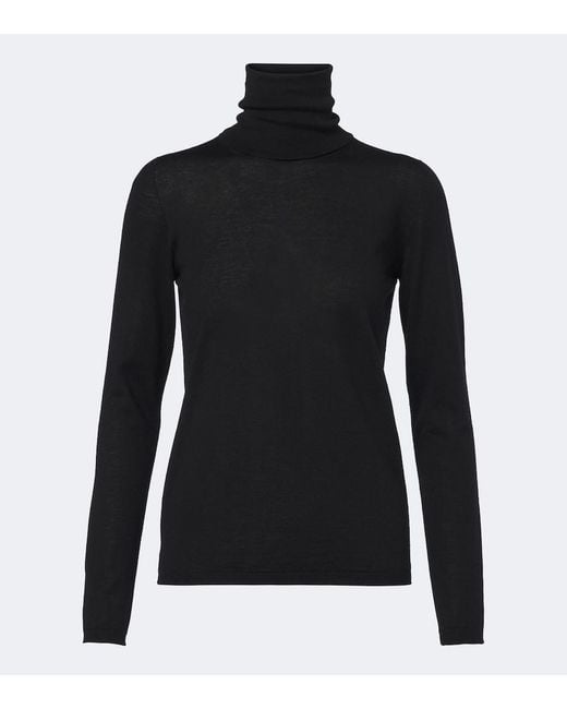 Max Mara Black Virgin Wool Turtleneck Sweater