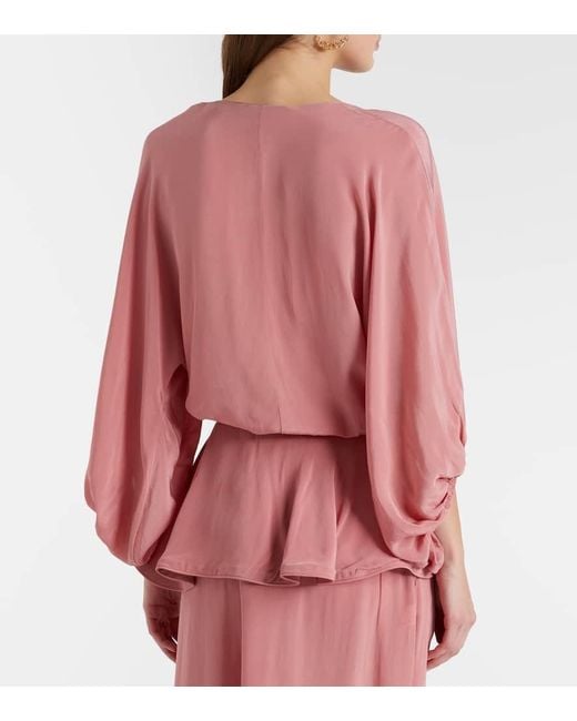 Adriana Degreas Pink Solid Front Gathered Crop Top