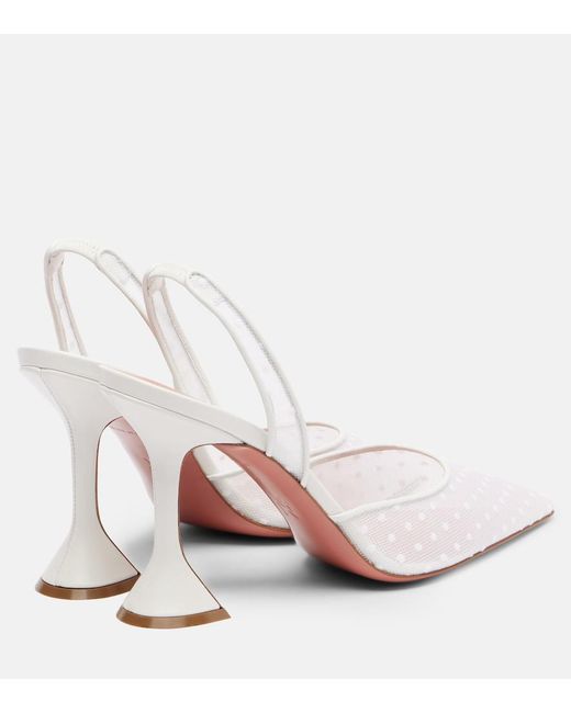 AMINA MUADDI Pink Holli 95 Point D'Esprit Slingback Pumps